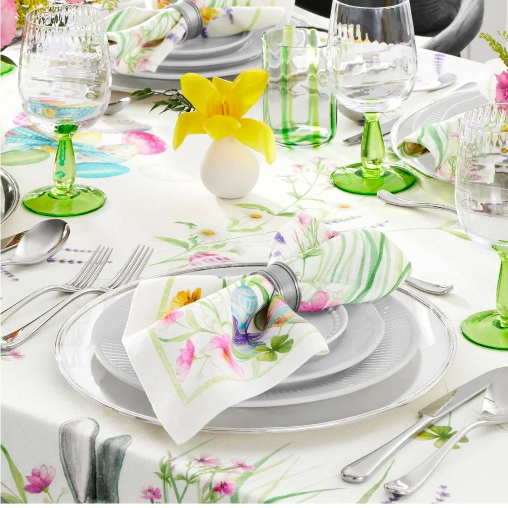 Williams Sonoma Roger Printed Linen Easter Tablecloth 70”x108” NWT